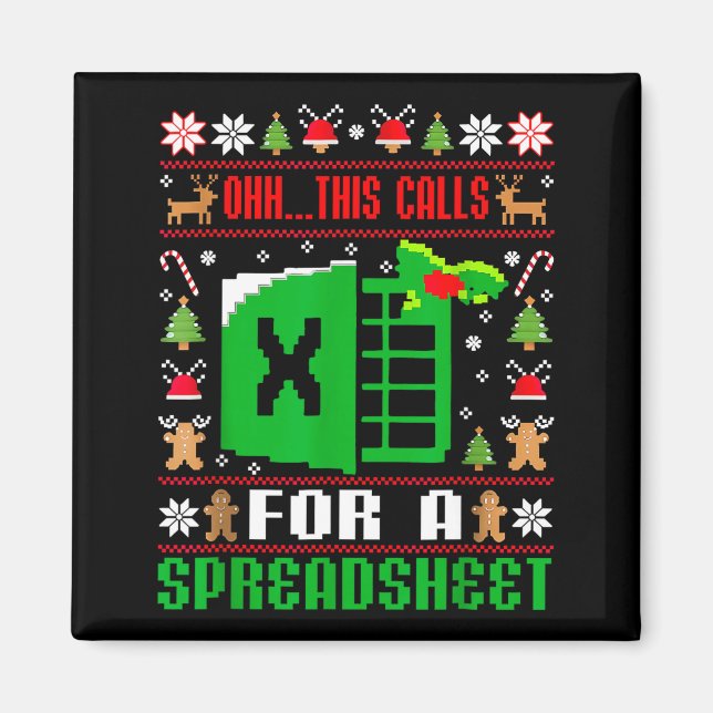 Oh This Calls For A Spreadsheet Christmas Sweater  Magnet (Framsidan)