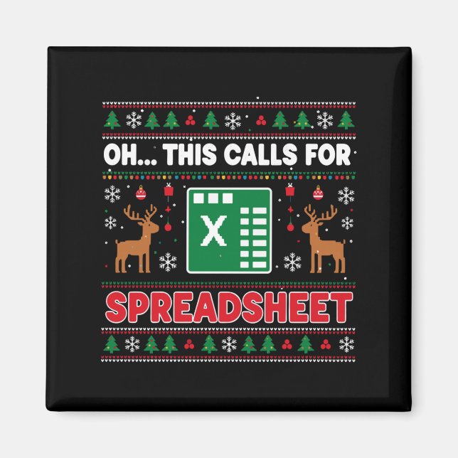 Oh This Calls For A Spreadsheet Christmas Sweater  Magnet (Framsidan)