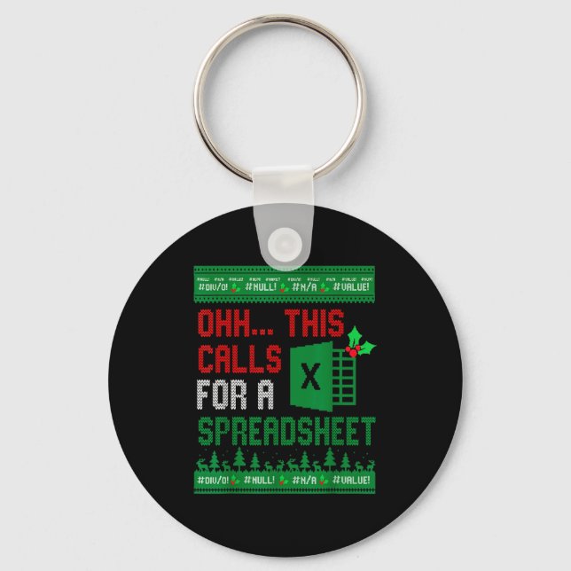 Oh This Calls For A Spreadsheet Christmas Sweater  Nyckelring (Framsida)