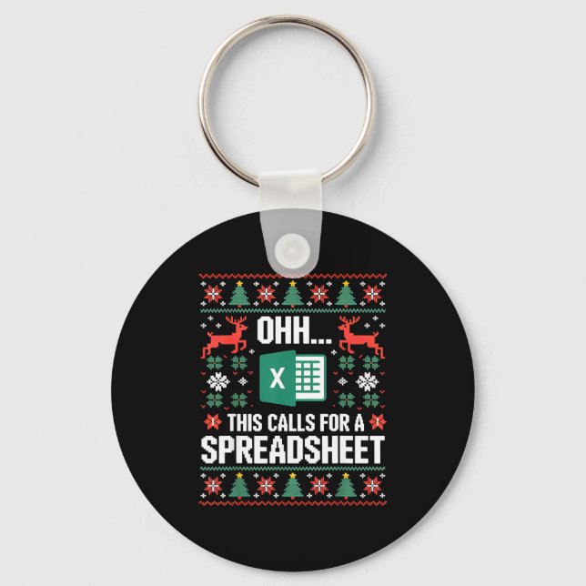 Oh This Calls For A Spreadsheet Christmas Sweater  Nyckelring (Framsida)