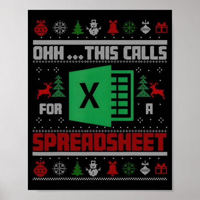 Oh This Calls For A Spreadsheet Christmas Sweater  Poster (Framsidan)