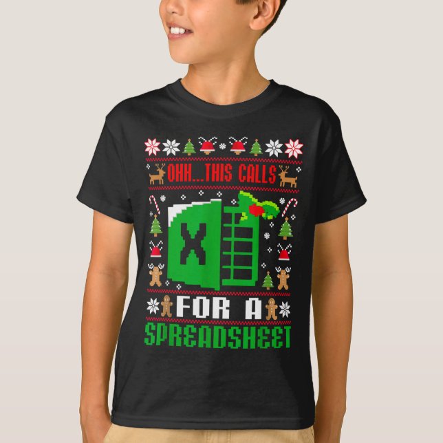 Oh This Calls For A Spreadsheet Christmas Sweater  T Shirt (Framsida)