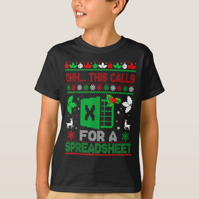 Oh This Calls For A Spreadsheet Christmas Sweater  T Shirt (Framsida)