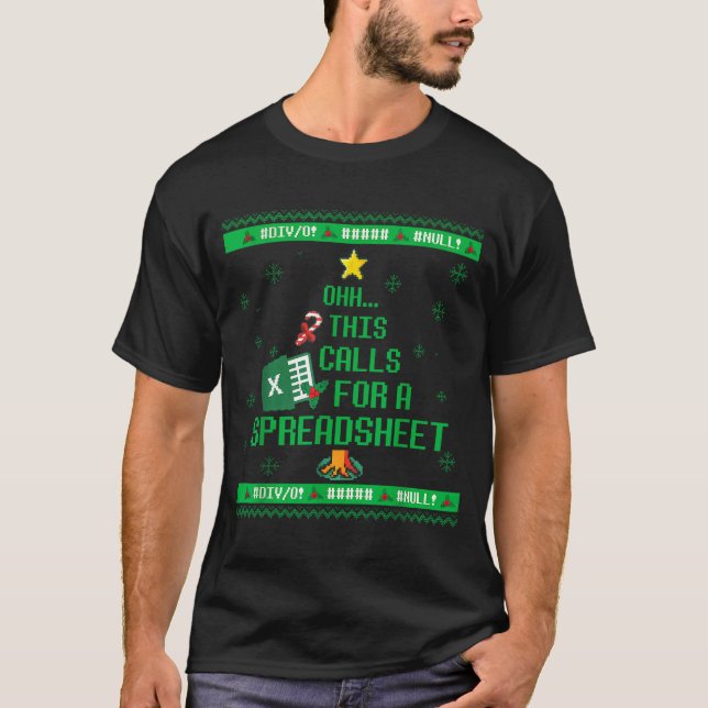 Oh This Calls For A Spreadsheet Christmas Sweater  T Shirt (Framsida)