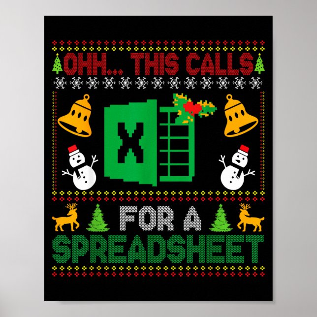 Oh This Calls For A Spreadsheet Funny Ugly Christm Poster (Framsidan)