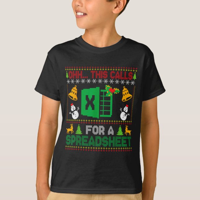 Oh This Calls For A Spreadsheet Funny Ugly Christm T Shirt (Framsida)