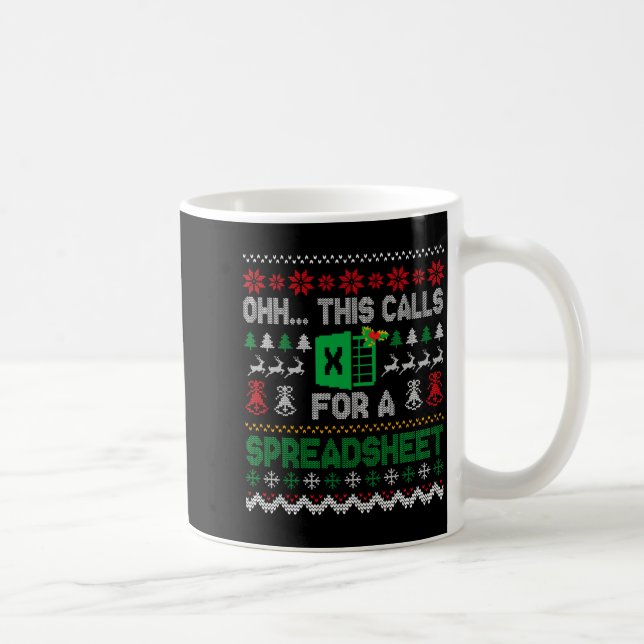 Oh This Calls For A Spreadsheet Ugly Christmas Swe Kaffemugg (Höger)