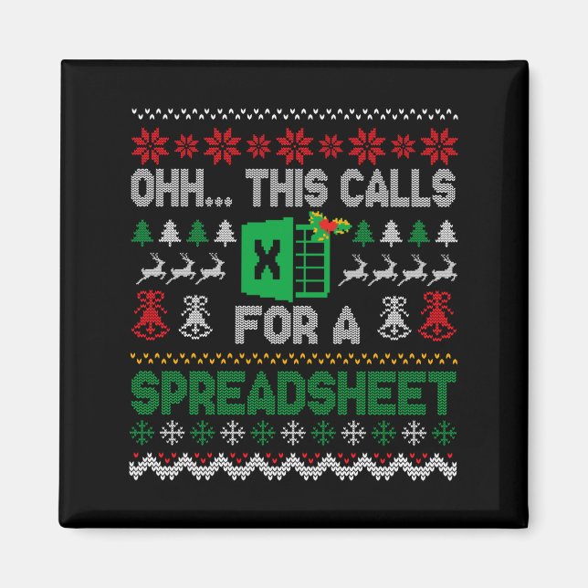Oh This Calls For A Spreadsheet Ugly Christmas Swe Magnet (Framsidan)