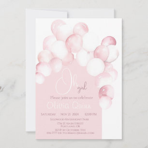 Oh tjej rosa ballonger valv baby shower inbjudningar