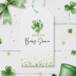 Oh Tjej St. Patrick's Day Baby Shower Grön Presentetikett