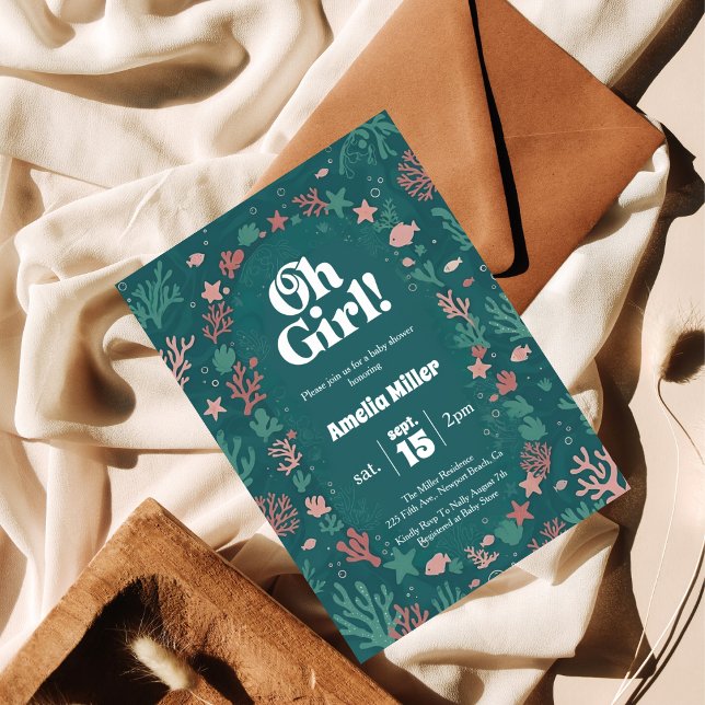 Oh tjej! Undervattensfest för bebis Invitation Inbjudningar (Skapare uppladdad)