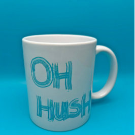 Oh Tyst - rolig, handritad bokstav Kaffemugg