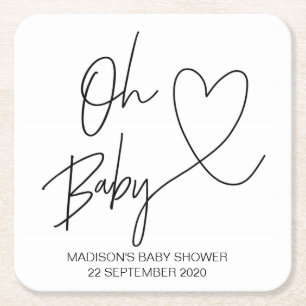 Oh underlägg babyen den unisex- baby showerdekore papper kvadrat