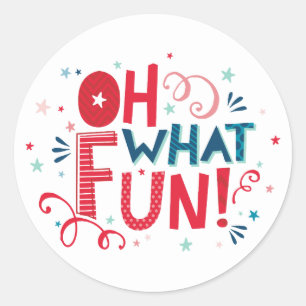 OH VILKEN ROLIGT Festive christmas helgdag typogra Runt Klistermärke