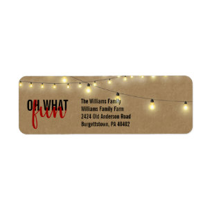 OH VILKEN ROLIGT Typography Kraft String Ljus Returadress Etikett