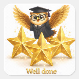 Oh well done three goal stars achievement square s fyrkantigt klistermärke