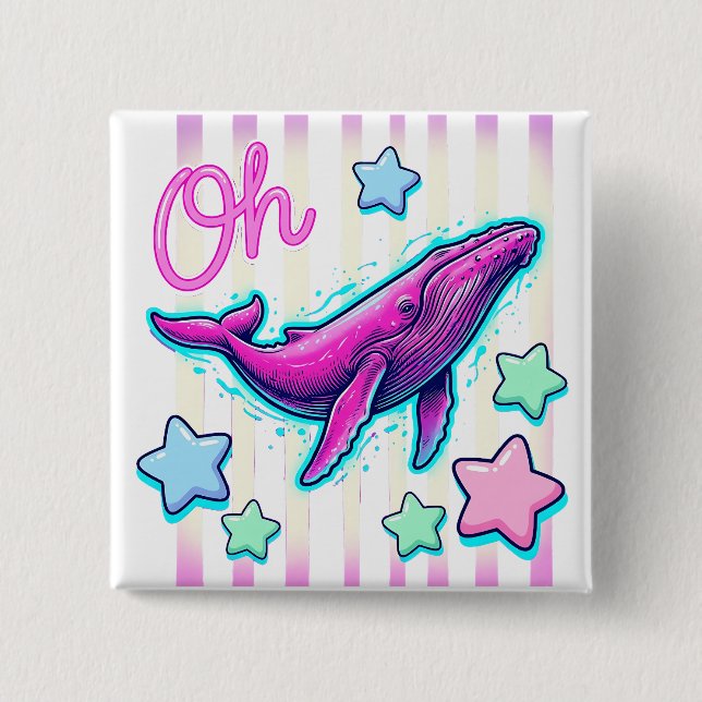 Oh Whale Kustnål Punny Knapp (Framsida)