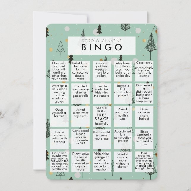 Oh What A Year Mint Grn Quarantine Bingo Jul Julkort (Framsida)