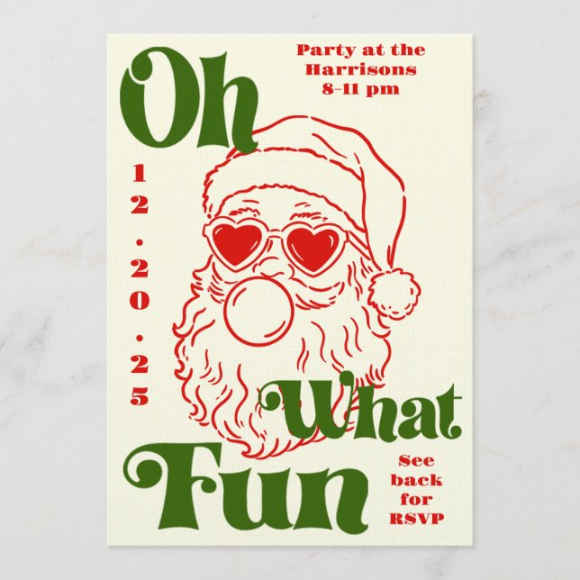 Oh What Fun Bubblegum Santa Holiday Party Inbjudningar (Framsida)