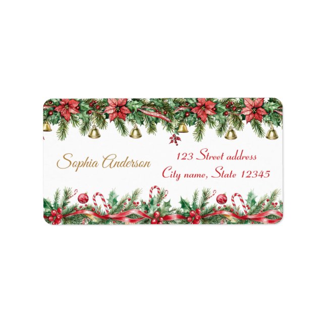 Oh What Fun Christmas Birthday Invitation Adressetikett (Framsidan)