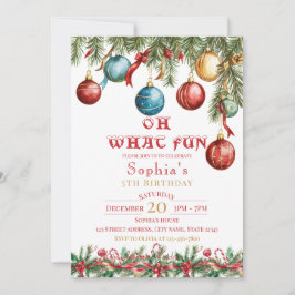 Oh What Fun Christmas Birthday Invitation Inbjudningar