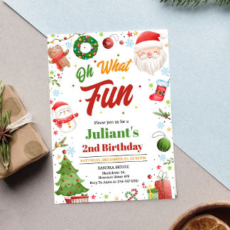 Oh What Fun Christmas Birthday Invitation Inbjudningar