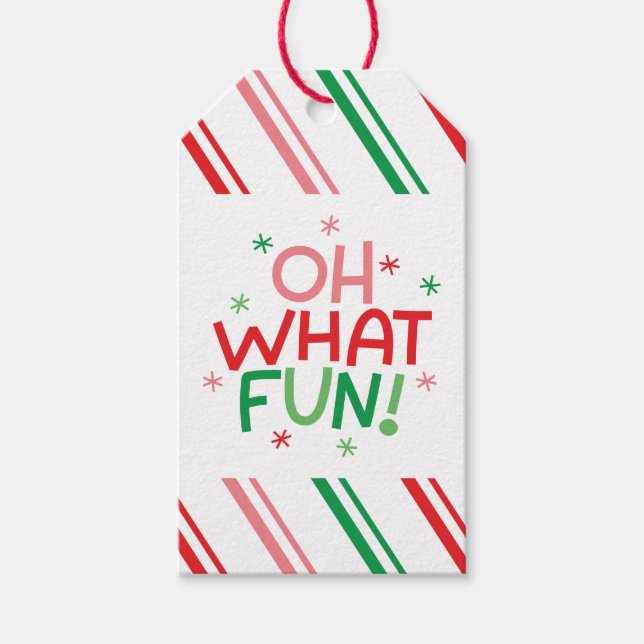 Oh What Fun Christmas Gift Tag Presentetikett (Framsidan)