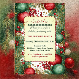 Oh What Fun Christmas Ornaments Vintage Greenery  Inbjudningar