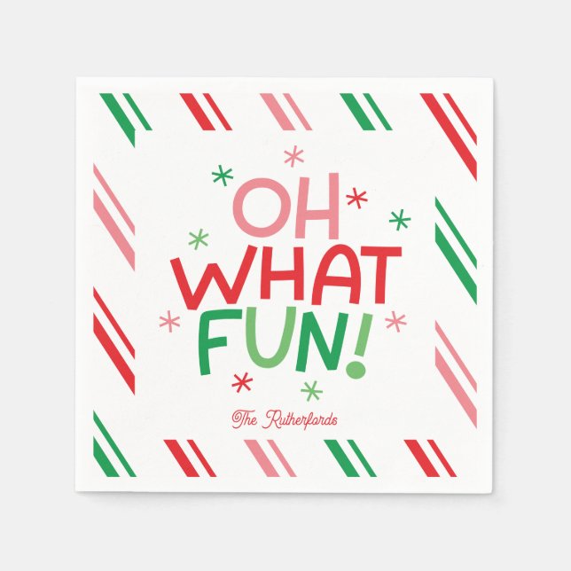 Oh What Fun Christmas Paper Napkin Pappersservett (Framsidan)