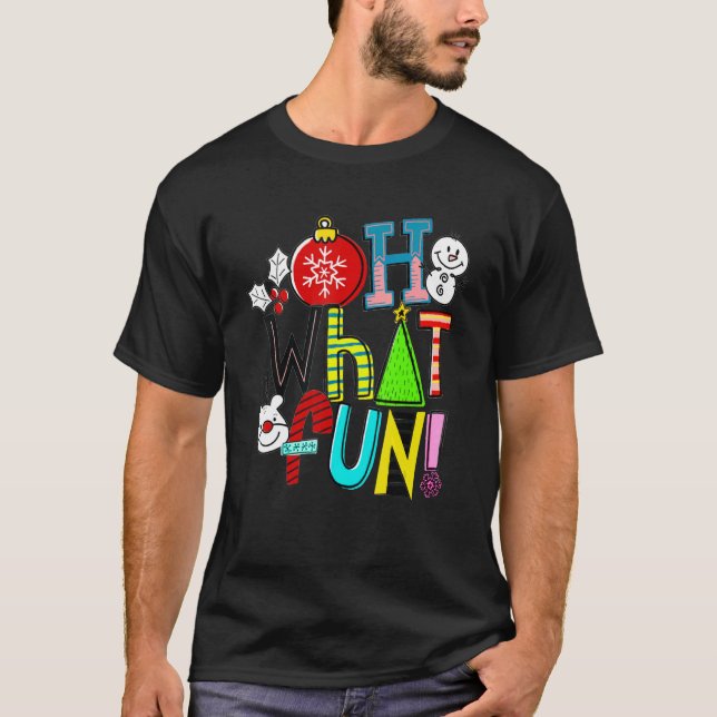 Oh What Fun Christmas Shirt With Wreath And Tree T (Framsida)