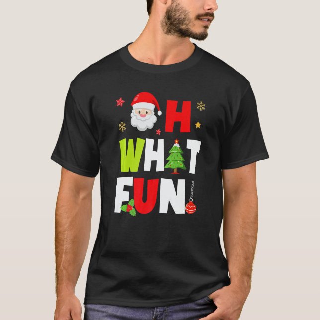 Oh What Fun Christmas Squad  Boys Girls Santa Xmas T Shirt (Framsida)