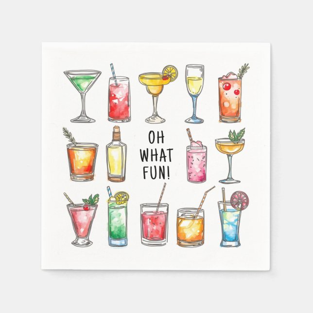 Oh What Fun Drink Doodles Christmas Cocktail Pappersservett (Framsidan)
