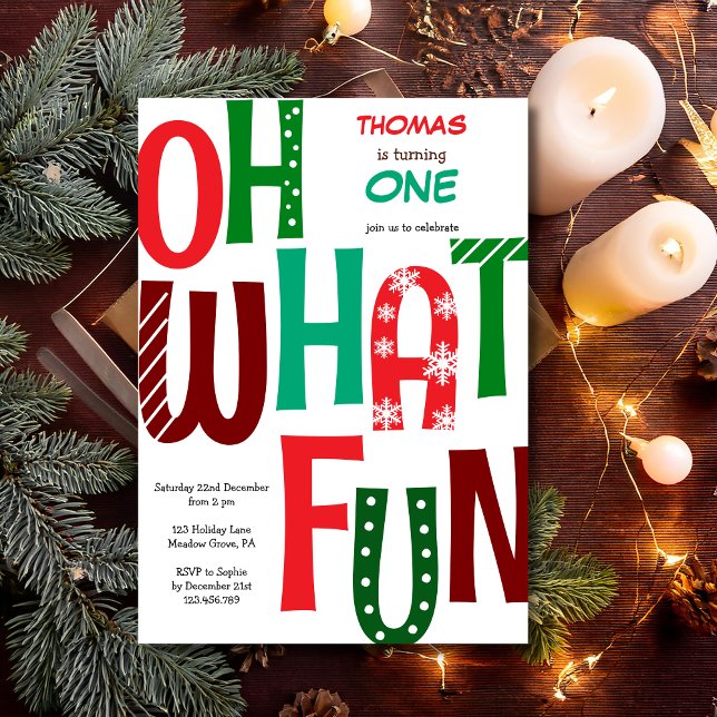 Oh what fun first birthday inbjudningar (Skapare uppladdad)