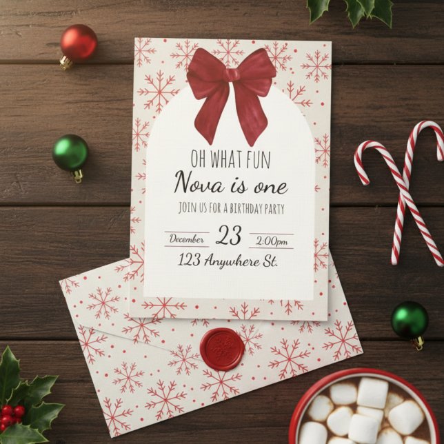 oh what fun! first birthday invitation inbjudningar (Skapare uppladdad)
