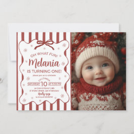 Oh What Fun First Birthday Photo Invite Inbjudningar