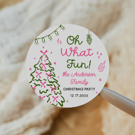 Oh What Fun Hand Drawn Christmas Holiday Party Runt Klistermärke