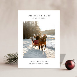 Oh What Fun Horse Sleigh Ride Photo Christmas Card Julkort