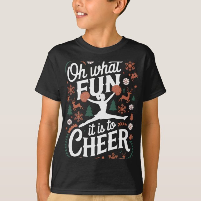 Oh What Fun It Is To Cheer Ugly Cheerleading Xmas  T Shirt (Framsida)