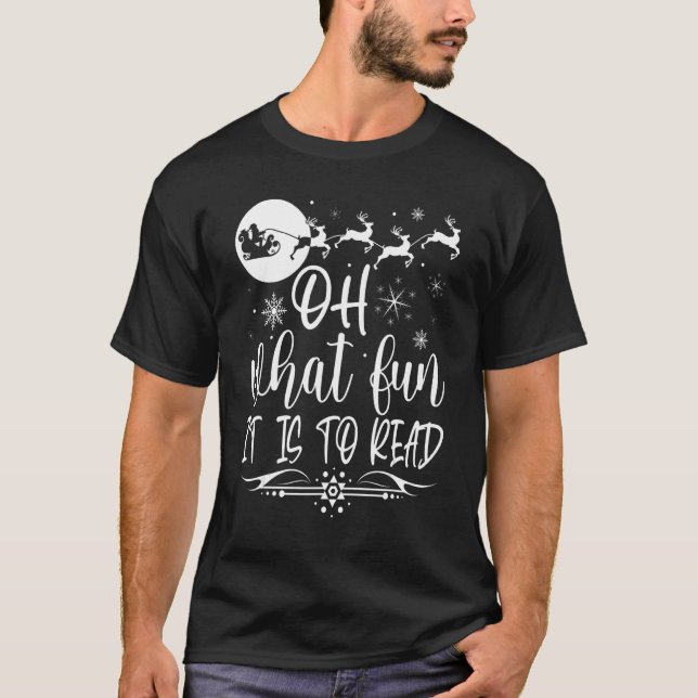 Oh What Fun It Is To Read Librarian Christmas Book T Shirt (Framsida)