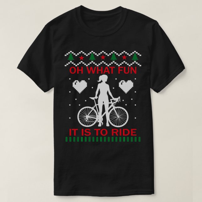 Oh What Fun It Is To Ride Bicycle Christmas Cyclin T Shirt (Design framsida)