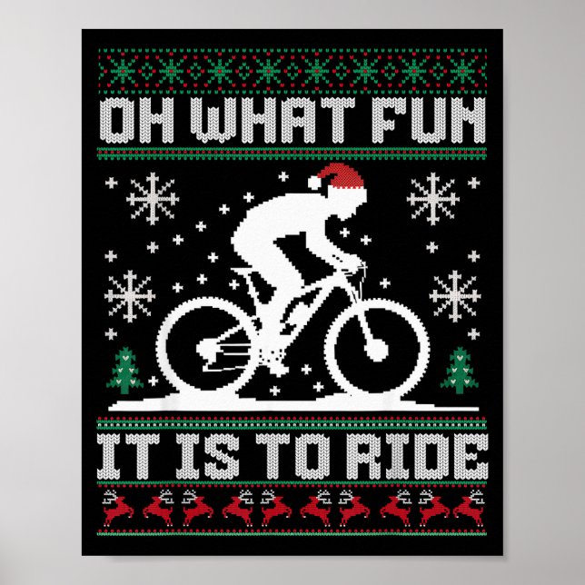Oh What Fun It Is To Ride Mountain Bike Biker Chri Poster (Framsidan)