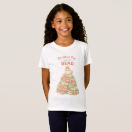 Oh What Fun It's to Read Christmas Cute Cat Books T Shirt