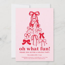 Oh What Fun Modern Pink Red Holiday Party Inbjudningar