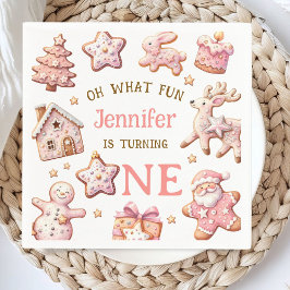 Oh What Fun Pink Cookies Christmas 1st Birthday Pappersservett