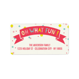 Oh What Roligt Banner Confetti Dots Helgdag Adress Adressetikett