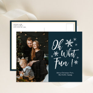 Oh What Roligt Blue Calligraphy Snöflingor Photo Helg Vykort