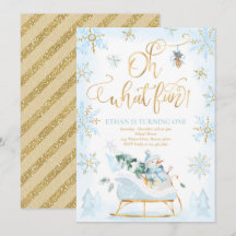 Oh What Roligt Blue & Guld Winter Sleigh Birthday