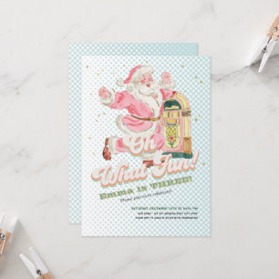 Oh What Roligt-Blue Retro Santa Theter Girl Birthd Inbjudningar