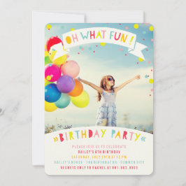 Oh What Roligt Confetti Girl Födelsedagsfest Inbju Inbjudningar