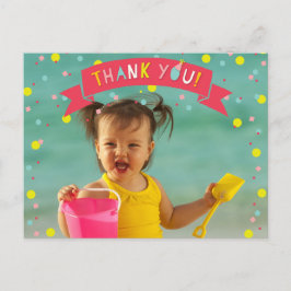 Oh What Roligt Confetti Photo Girl Birthday Tack Vykort